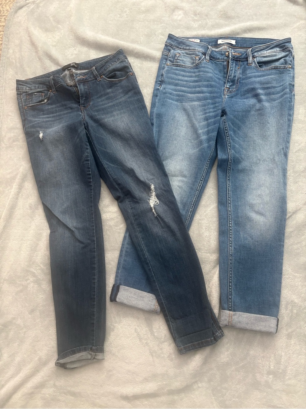 Women’s Mid and Light Wash Blue Jeans - Set of 2